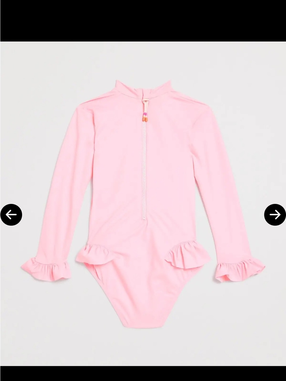 Long-Sleeve Pink Ruffle Zip One-Piece Swimsuit